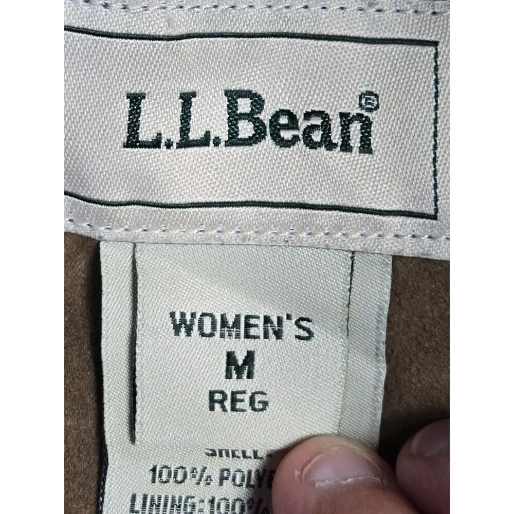 LL Bean Coat Womens Medium Khaki Jacket Goose Down Full Zip Quilted - Picture 3 of 9